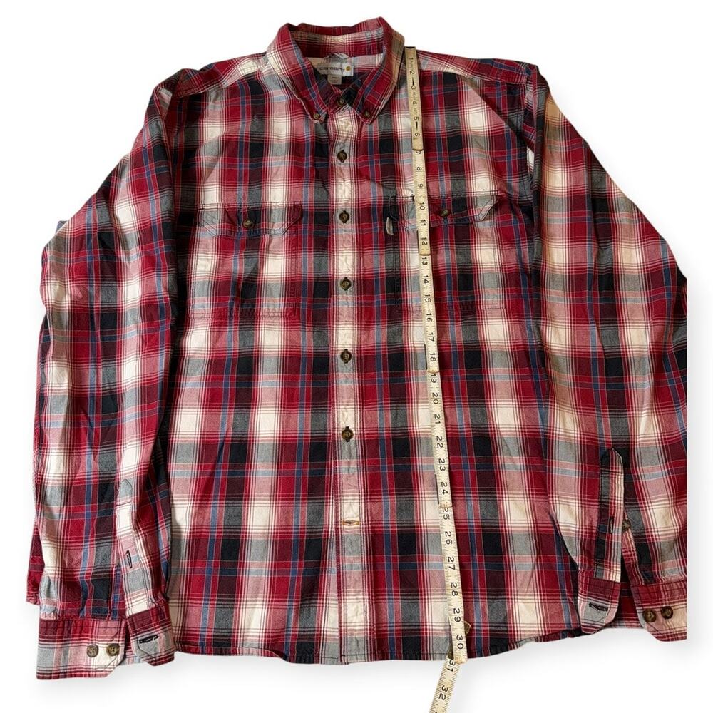 Carhartt Relaxed Fit Button Up Shirt, Red/Blk,Men's Size 2XL
